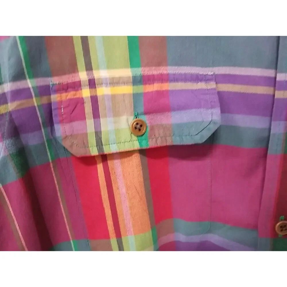 Mens Polo Ralph Lauren‎ Classic Fit Plaid Oxford Long Sleeve Shirt Multi Large